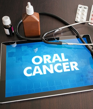 An ipad and oral cancer testing supplies