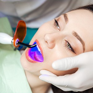 Patient receiving dental bonding