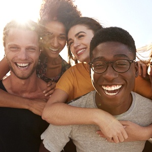 friends smiling and laughing