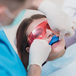 Patient receiving fluoride treatment