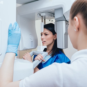 Dental patient receiving cone beam ct scan